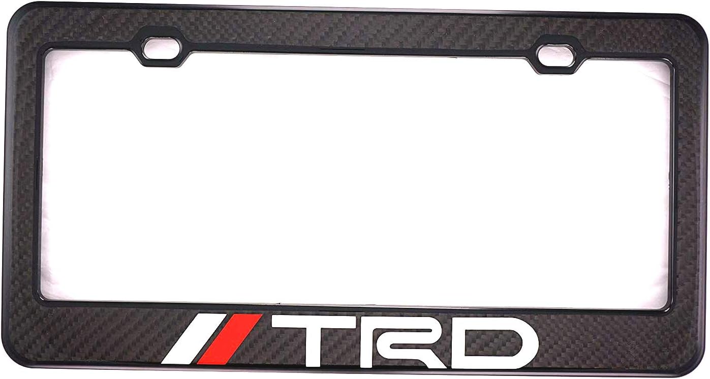 Qptimum TRD Sport Off Road Racing Carbon Fiber Stainless-Steel License Plate Frame Cover (1)