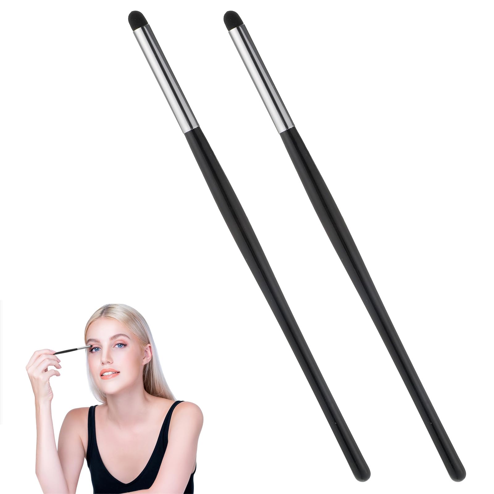 Photo 1 of 2 PCS Eyeliner Smudge Brush Pencil Soft Makeup Tool Reusable Tip Applicator Professional Sponge Blendings Makeup Tool Women Blending Eye Shadow Liner for Blending Eyeliner Smokey Eye