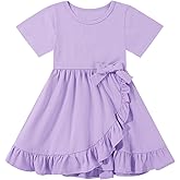 Bkixhv Toddler Girls Dress Cute Short Sleeve with Cotton Summer Dresses Casual Infant Beach Casual Sundress 3-8 Years