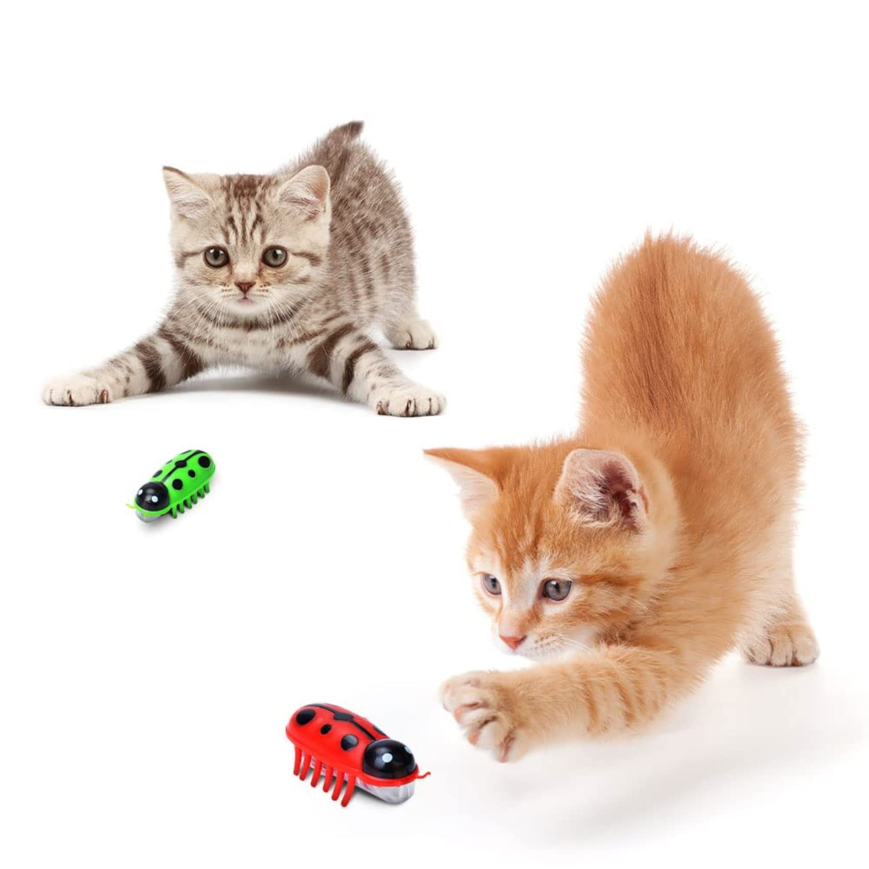 Photo 1 of 2Pcs Mini Electric Robot Beetle Interactive Cat Toy Excites & Entices Realistic Beetle Vibrating Toy for Indoor Cats Kitten Play Chase Exercise