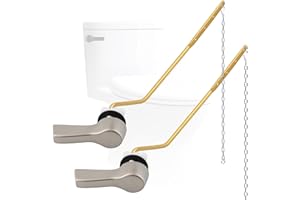 Hygie Rinse Metal Toilet Handle Lever Flush Replacement, 2PCS Universal Side Mount Toilet Handle with Stainless Steel Flapper Chains, Toilet Repair Kit, Brushed Nickel