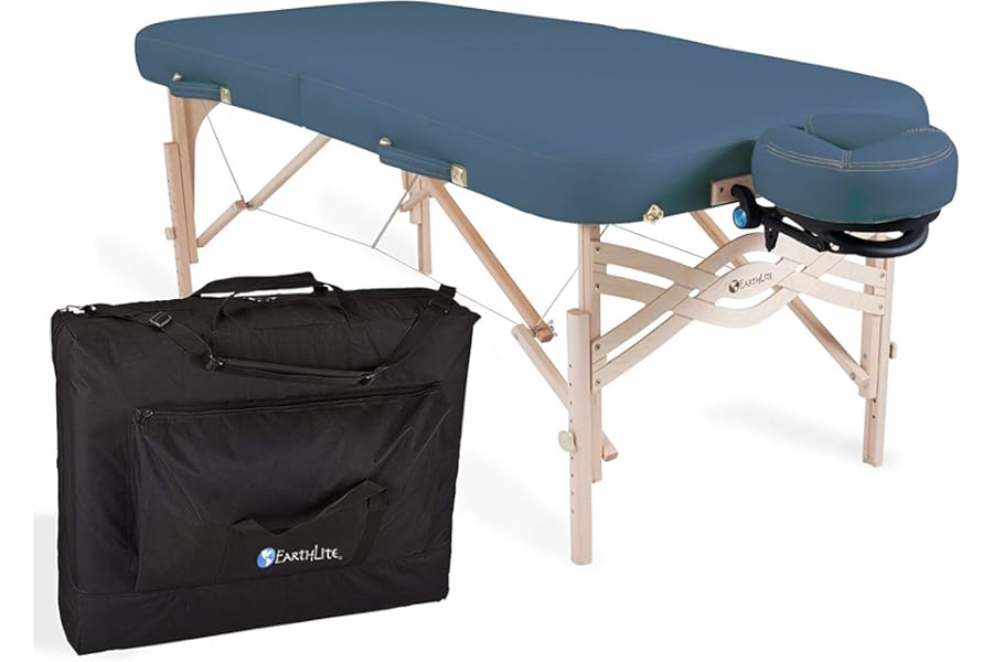 EARTHLITE Premium Portable Massage Table Package SPIRIT – Spa-Level Comfort, Deluxe Cushioning incl. Flex-Rest Face Cradle & Strata Face Pillow, Carry Case (30/32” x 73”) – Made in USA