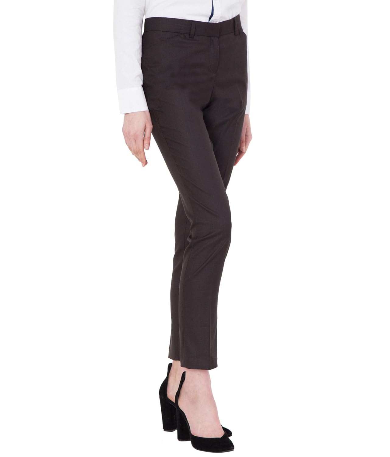 american-elm women's light brown slim fit cotton stretchable formal trouser