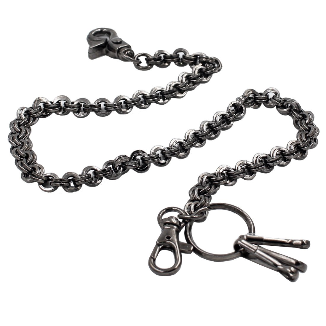 Uniqsum Double Small ring Roof Wallet Chain 23" Biker Punk chain (Gun-Metal)