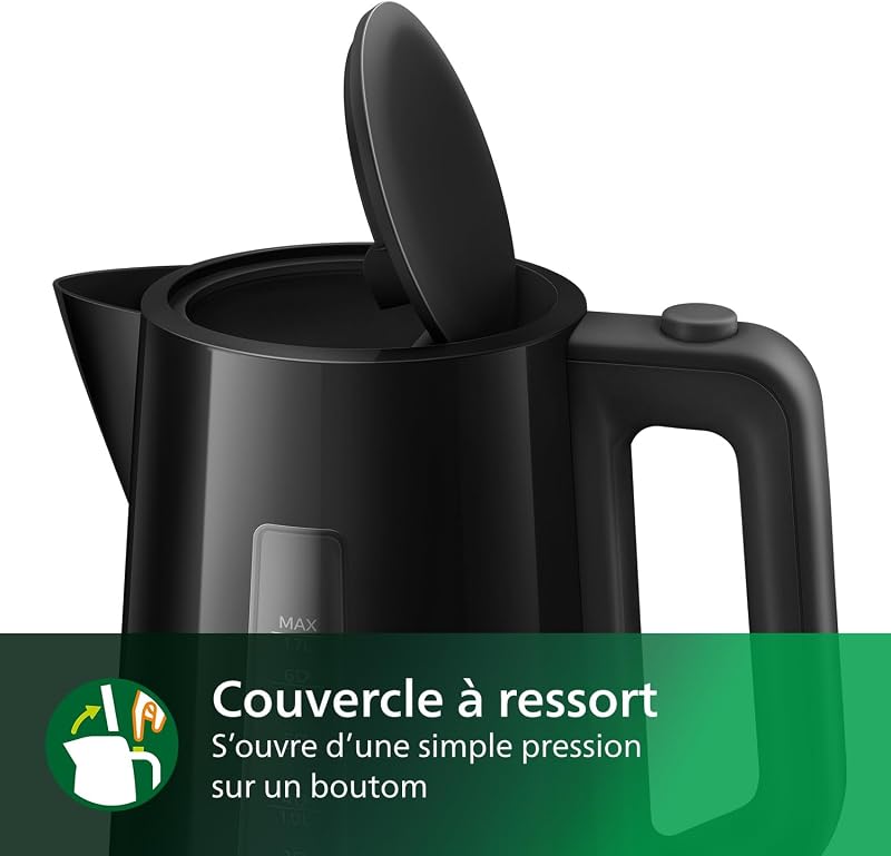 Bouilloire Électrique 3000, 1,7L, Ébullition rapide, Noir