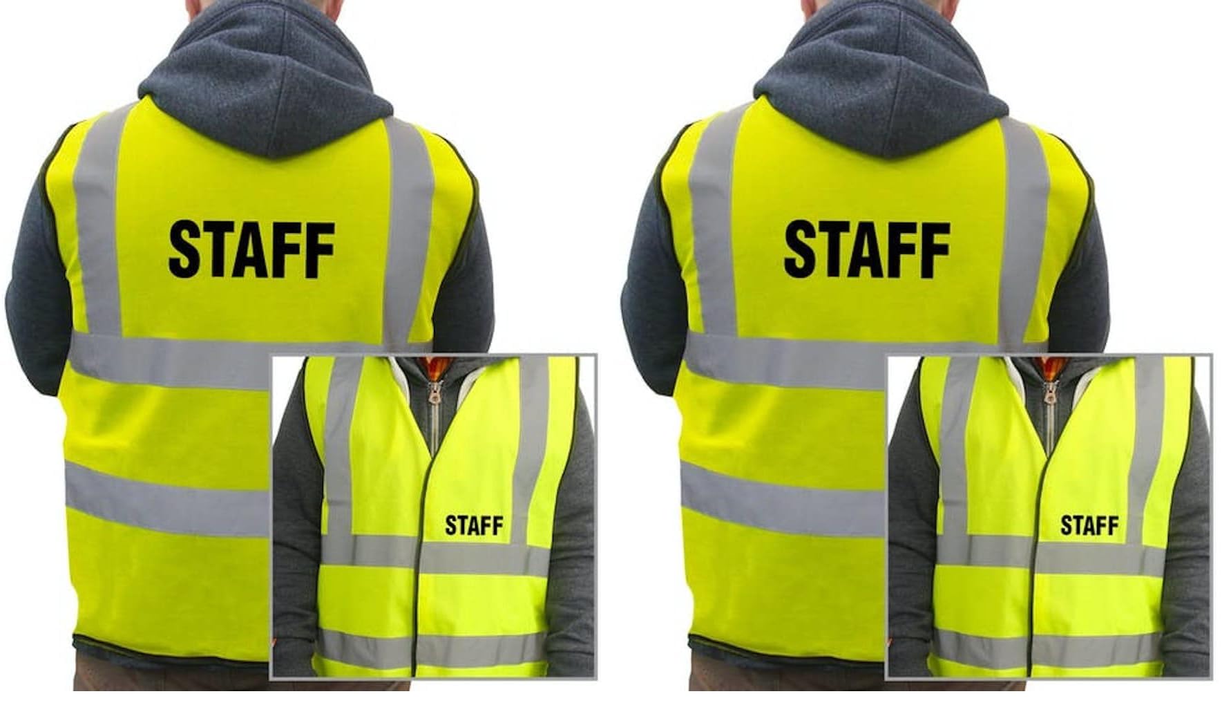 V Safety Printed Staff Hi-Vis High Visability Safety Vest Waistcoat - Yellow - Medium