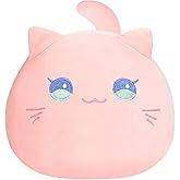 AUTOKAKUM Cat Plush Pillow Pink Cat Plushies Toy Cute Cat Stuffed Animal Toys 3D Cat Plushies Pillow for Home Decoration Cats Plush Doll Gift for Boys Girls (Pink Cat)