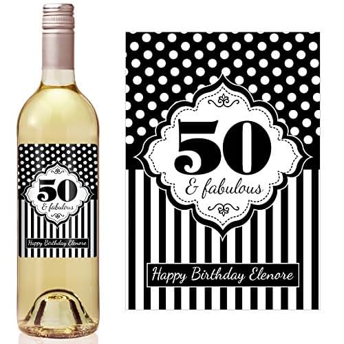 50th Birthday Wine Label set of 4 Handmade