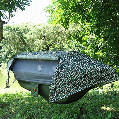 JLJ Outdoor Camping Hammock with Mosquito Net Portable Integrated Hanging Outdoor Tents Mosquito Ground Camping Tree (Color : ArmyGreen, Size : 290cm×140cm)