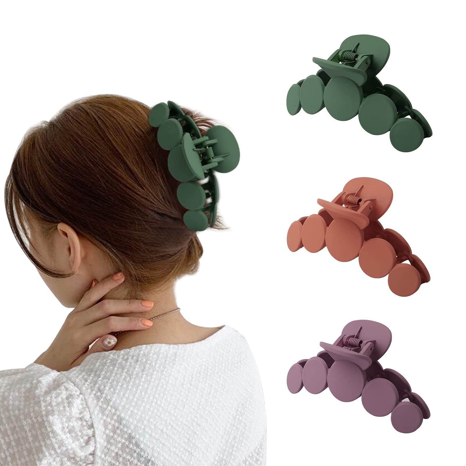 3Pcs Hair Claw Clips, Plastic Nonslip Jumbo Hair Grips for Women, Girls, Strong Hold Hair Jaw Clamp Big Hair Pins Hair Styling Accessories for Thick Hair, Thin Hair