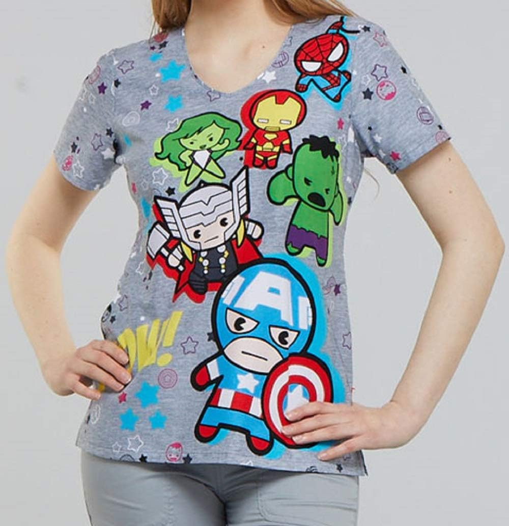 TF626 MAKP XS Cherokee Tooniforms Women's V-Neck Top Kawaii Pow Marvel