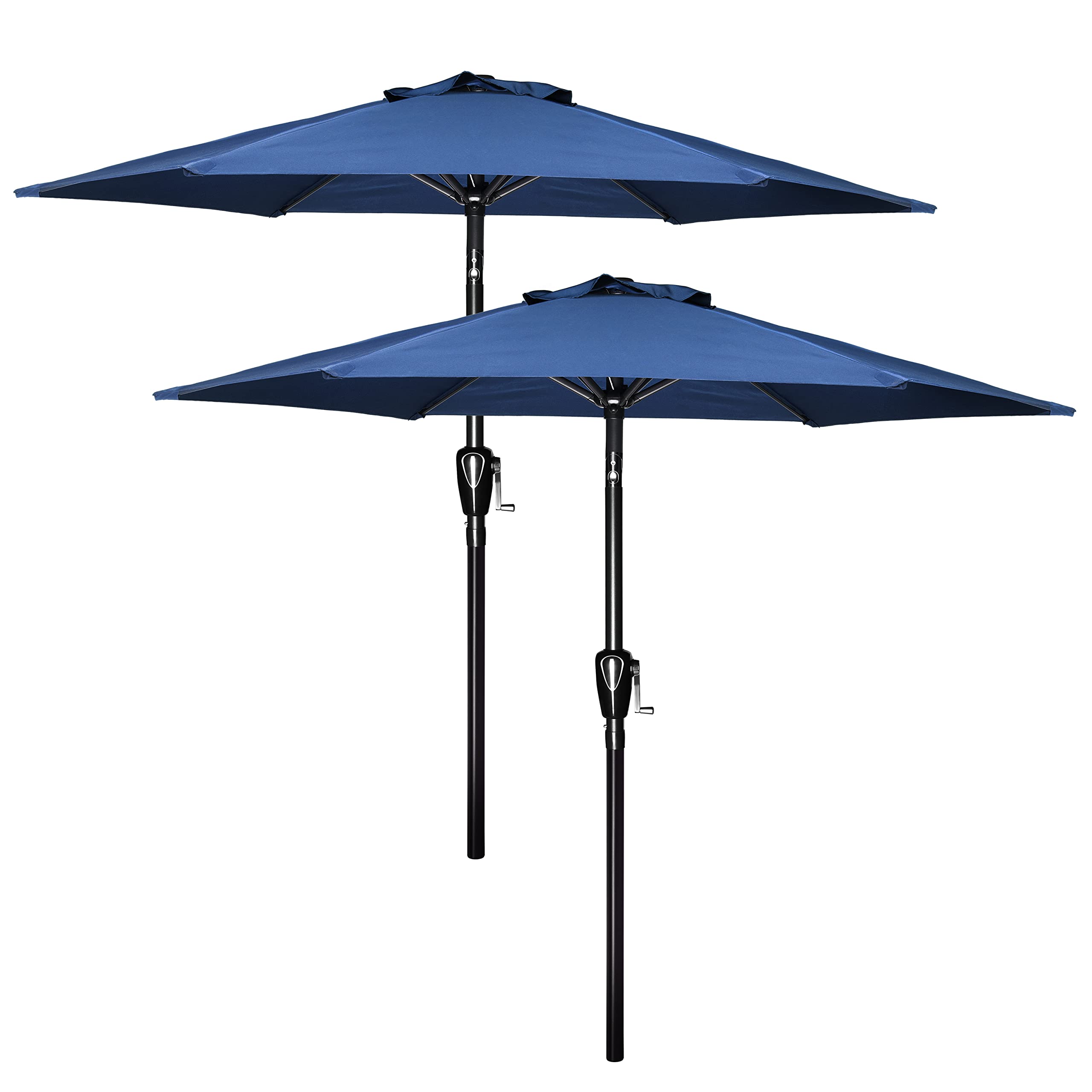Simple Deluxe 2-Pack 7.5' Patio Umbrella Outdoor Table Market Yard Umbrella with Push Button Tilt/Crank, 6 Sturdy Ribs for Garden, Deck, Backyard, Pool, Blue 2Pack Image