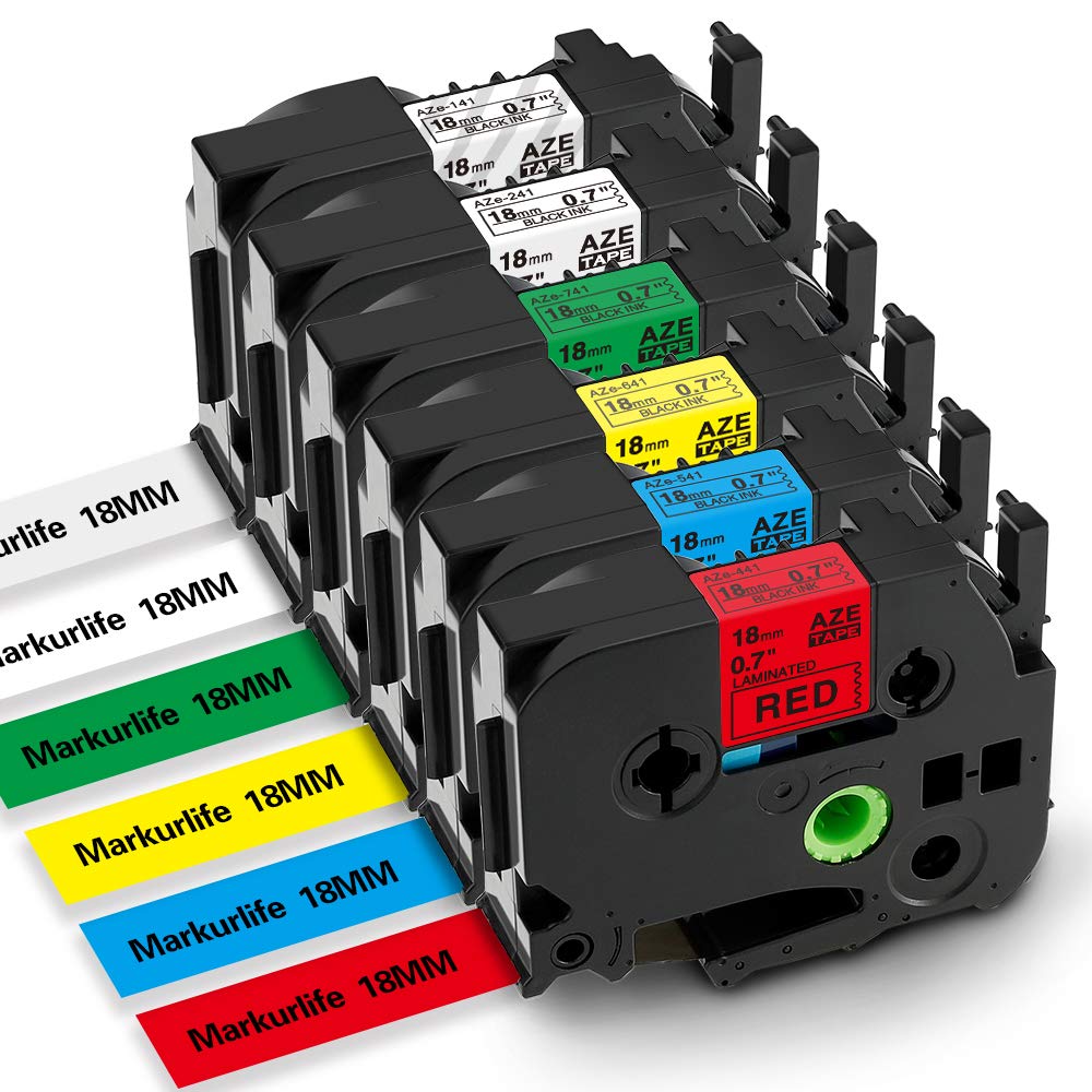 Markurlife 18mm Label Tape Compatible with Brother Label Tape 18mm TZe-241 TZe-141 TZe-441 TZe-541 TZe-641 TZe-741 Replace for Brother Ptouch 1000 PT-1010 PT-D400 PT-D450 PT-D600 PT-1830