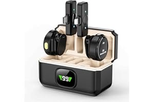 AMASDA 2 Pack Wireless Lavalier Microphone with Charging Case for iPhone, iOS and Android Phone, Mini Microphone for Video Recording, Interview, Podcast, Vlog, Tiktok, YouTube