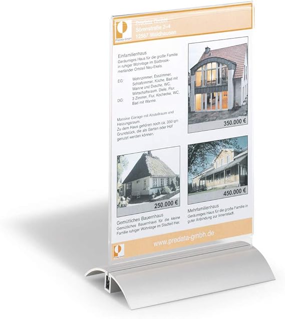 Amazon Com Durable Presenter Sign And Literature Holder Desktop Acrylic With Metal Base A5 Clear Ref 8588 19 Office Products