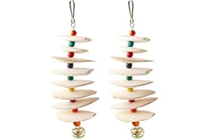 2 Pack Bird Toys with Cuttlebone, Parakeet Toys, Bird Beak Grinding Stone, Cage Accessories for for Parakeet Conure Lovebird 