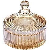 Bamboopack 280ML 10OZ Crystal Glass Candy Dish with Lid Decorative Covered Candy Bowl Candy Jar Container Box Glass Apothecary Jar Biscuit Jar Seasoning Jar for Home Kitchen Office Desk Gift(Amber)