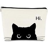 BARPERY Cute Cat Makeup Bag, Kitty Cosmetic Zipper Travel Toiletry Bag, Black Cat Gifts for Women & Teen Girls