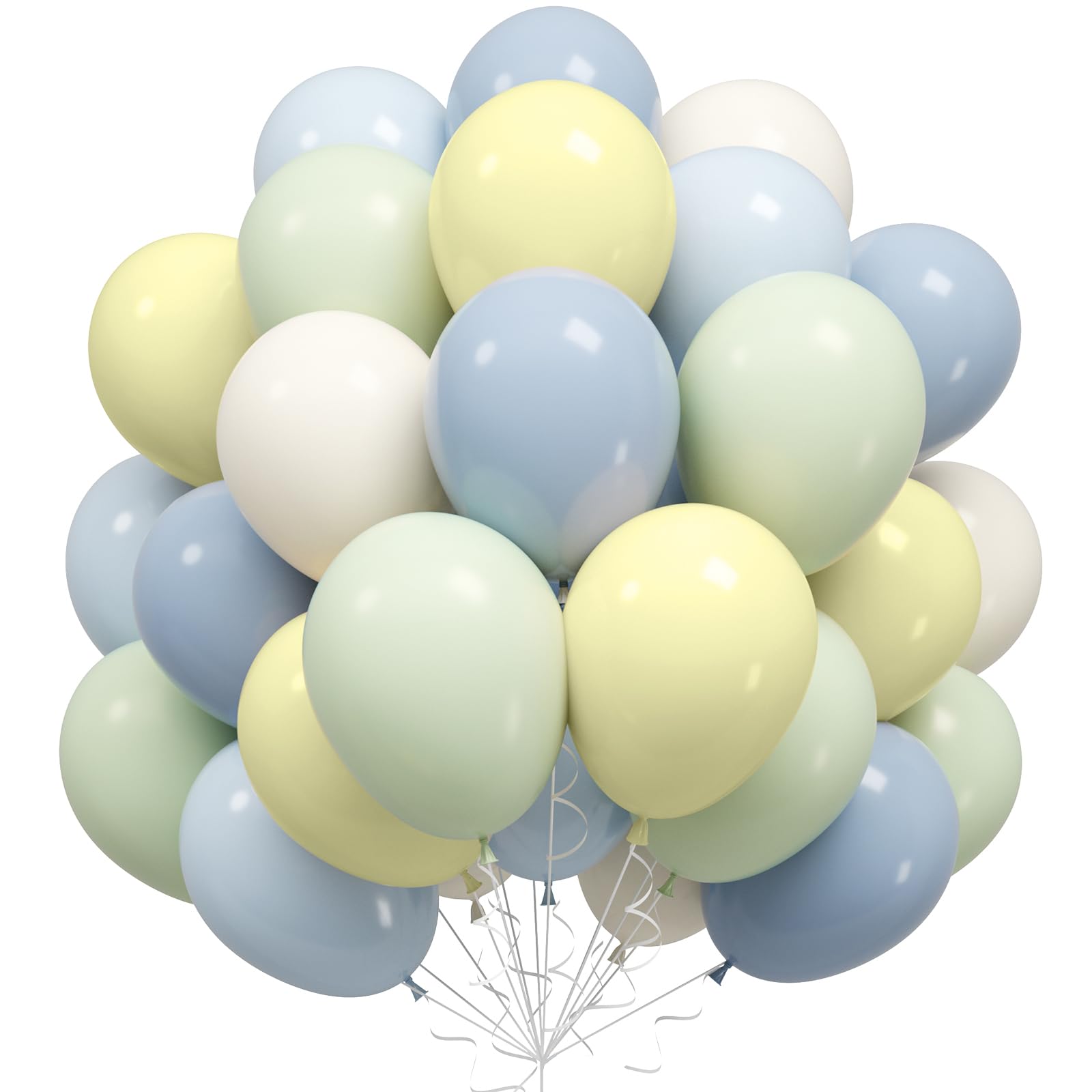 Dusty Blue Green Balloons, 50Pcs 12 Inches Baby Blue Light Green Sand White First Birthday Balloons for Boys First Birthday Decoration Party Baby Shower Graduation Decorations