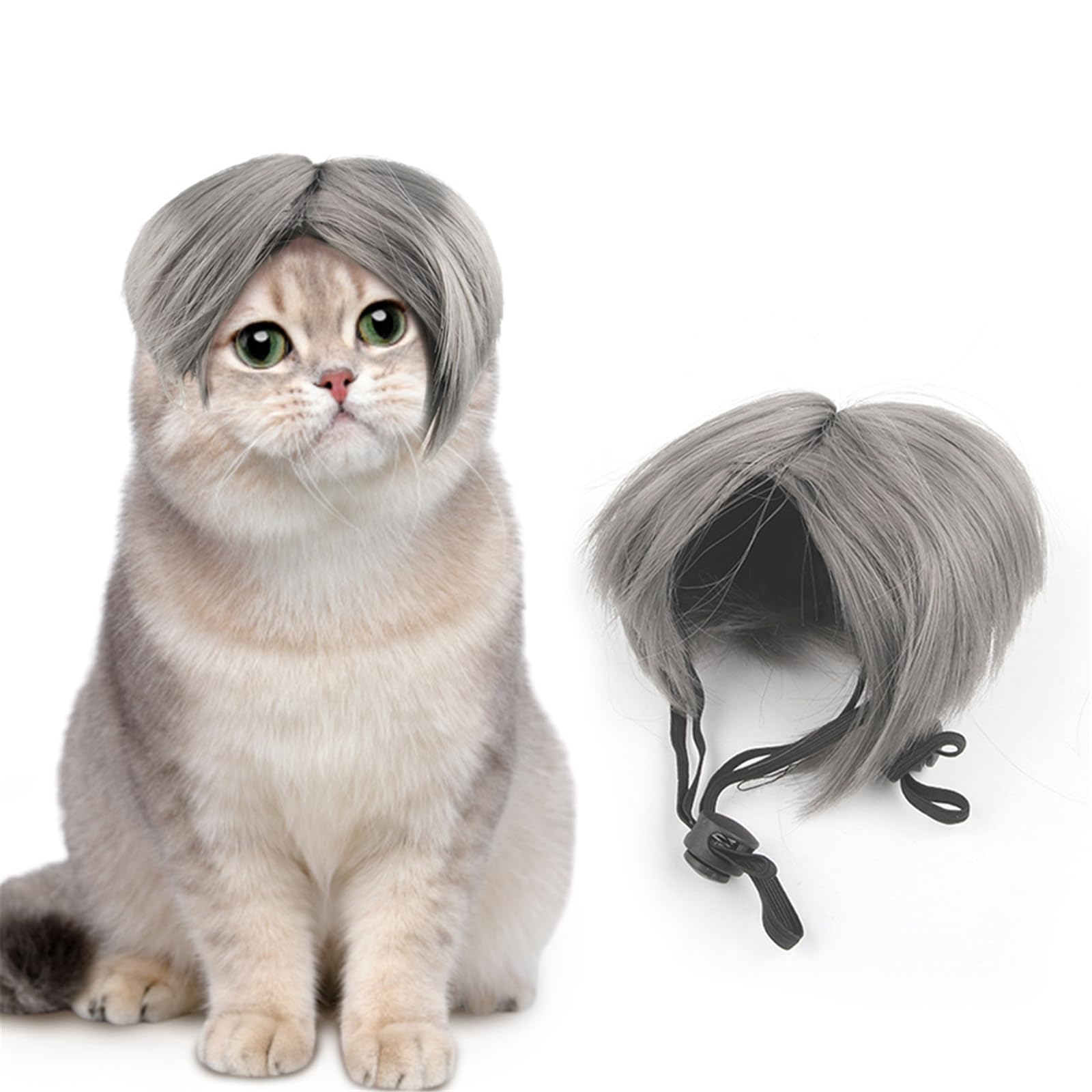 JLEivvi Cat Wig Cute Cat Costume Pet Wig Adjustable cat halloween costumes Accessories Hat for Small Dog Cats