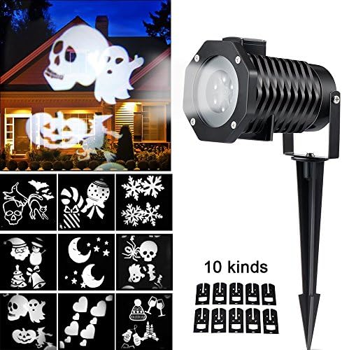 Christmas Light Projector, Ucharge Rotating Snowflake Spotlight, 10slide White Landscape Led Projector Light Show Party, Holiday Decoration - 4 Pack