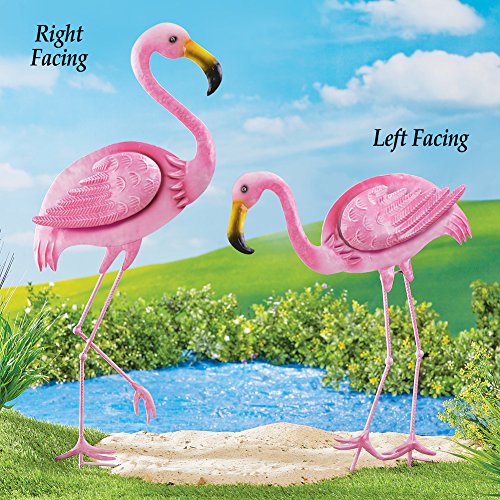 Collections Pink Flamingo Lawn Ornament Decorative Outdoor Metal Garden Stake, Left