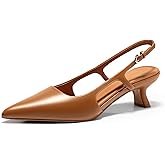 Coutgo Women's Pointed Toe Slingback Kitten Heel Pumps