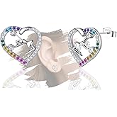 Cheerleader Gifts,Sterling Silver Stud Earrings for Teens Women,Colorful Cubic Zirconia Cheerleading Earrings,Hypoallergenic Lightweight Rainbow Sport Cheer Earring,Gifts for Daughter Granddaughter