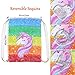 ICOSY Unicorn Mermaid Bag Sequin Drawstring Backpack Flip Sequin Bag Dance Bags Sports Outdoor Travel Backpack Bags for Girls Kids