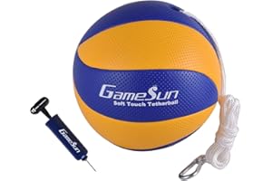 GAMESUN Tetherball and Rope,Full-Size Soft Touch, Portable Tetherballs with Soft Rope - Great Outdoor Game for Kids