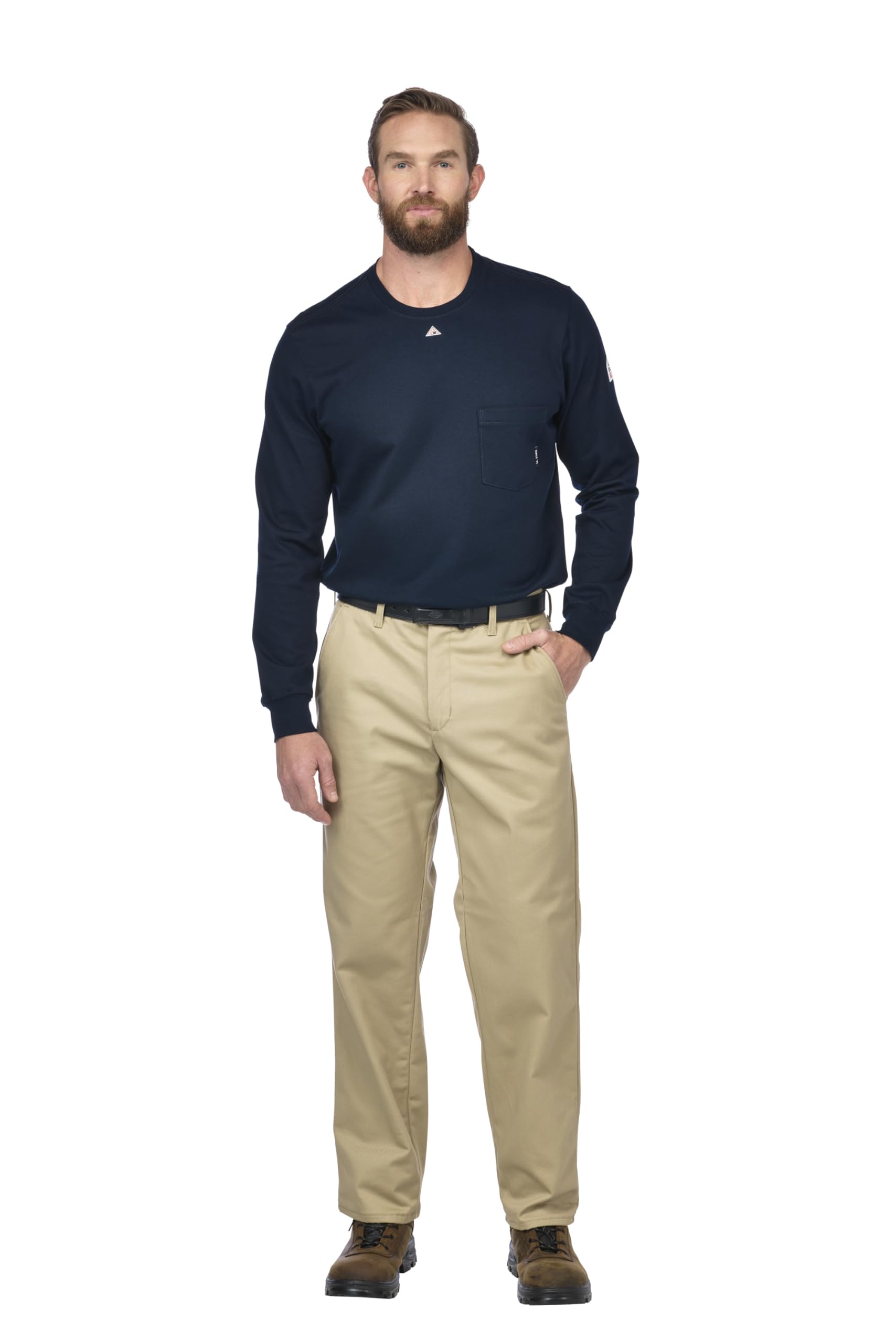 Bulwark Men’s Flame Resistant 9 oz Twill Cotton Work Pant, Khaki, 32W x 34L