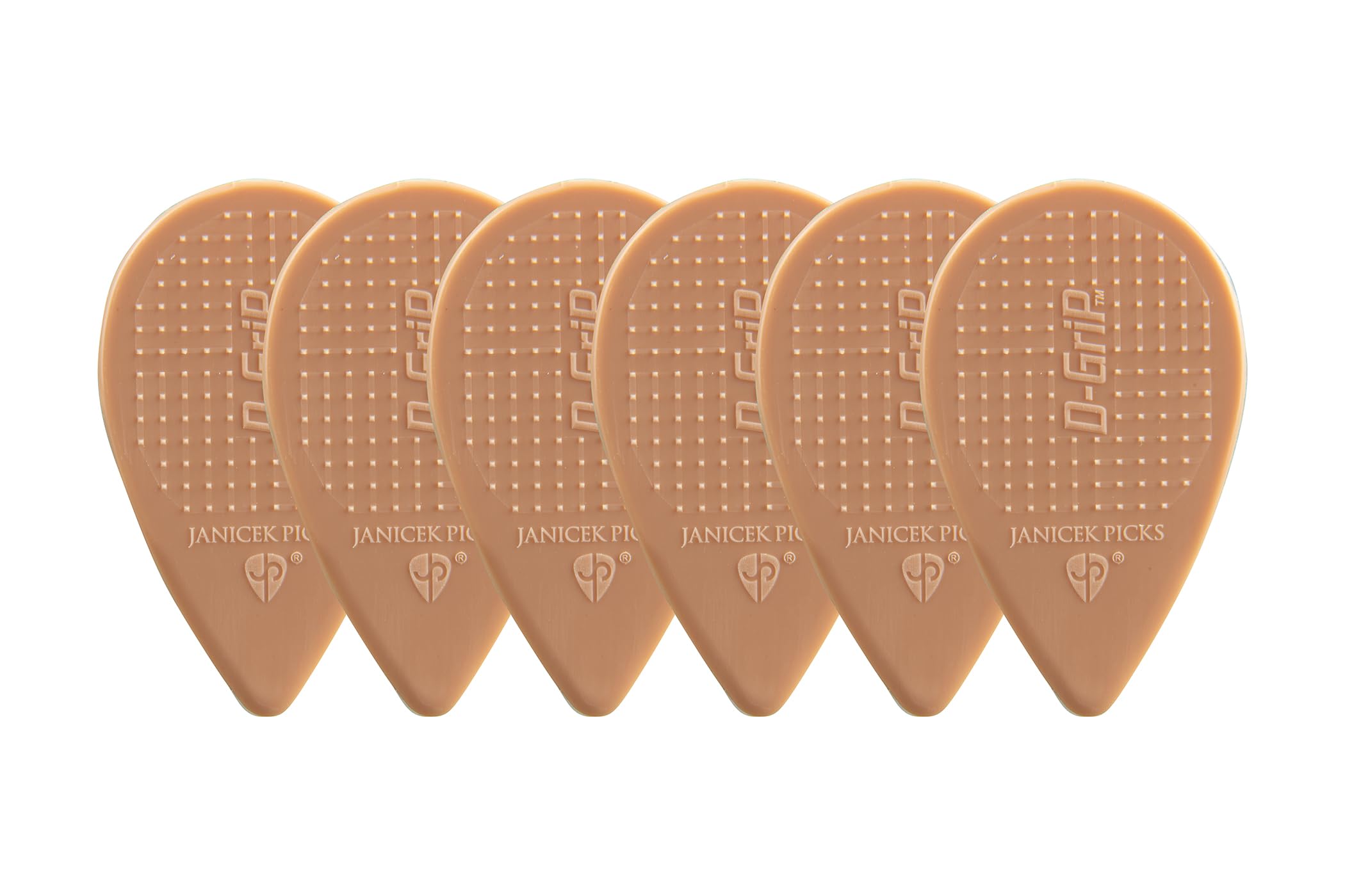 D-Grip Plectrum - Janicek Nylon Picks - for Ethno-Folk Instruments Mandolin, Bouzouki, Balalaika - 0.80 mm Light Brown - Pack of 6 - with Non-Slip Textured Surface – Made in Czech Republic