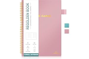 Regolden-Book Cornell Notes Notebook, Study Note Taking System, Spiral Notebooks, Subject College Ruled Notebook Steno Pads for Office School College Home (7x10)