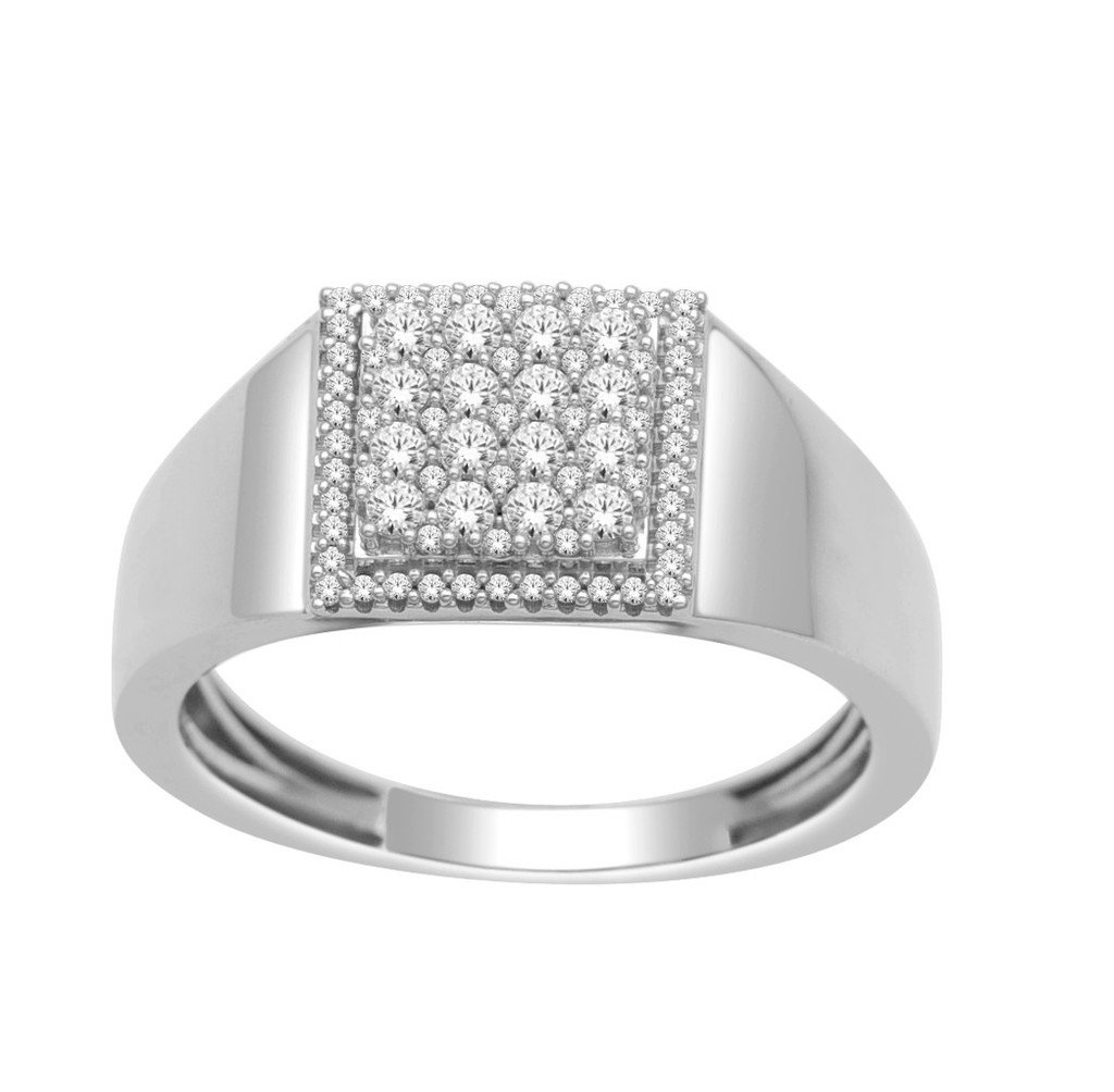 Midwest Jewellery 1/2cttw Mens Wedding Ring Squared 10K White Gold 9mm Wide 10K Comfort Fit(0.5cttw)