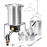 Barton Propane 30 Qt. Turkey & 10 Qt. Fish Fryer Boiler Steamer Set, 37,000 BTU Burner, Ideal for Outdoor Cooking, Complete S