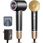 Infrared Hair Dryer, with Magnetic Nozzle - 160000 RPM Quiet lonic Blow Dryer for Women, with Frizz Control & No Heat Damage, Red Light Negative Ions, Fast Drying, for All Hair Types