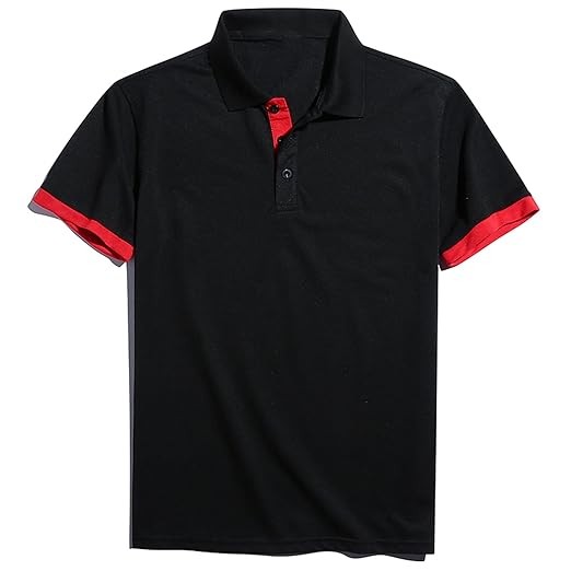 Buy Mens Classic Fit Polo Shirt - Quick-Dry Work Polo Shirts Golf Shirts Black at Amazon.in