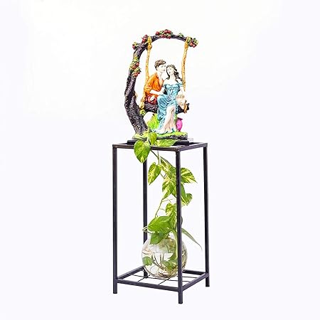 H S RETAIL Modern Indoor & Outdoor 2 Tier Iron Planter Stand/Flower Shelf Display Rack Holder for Garden/Balcony/Flower Pot Stand for Corner Display/Window Planted Stand (12