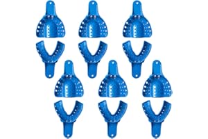 SNAWOP Dental Impression Trays 12PCS Perforated Plastic Holder for Impression Matrials Multi Sizes (6PCS Upper+6PCS Lower M)