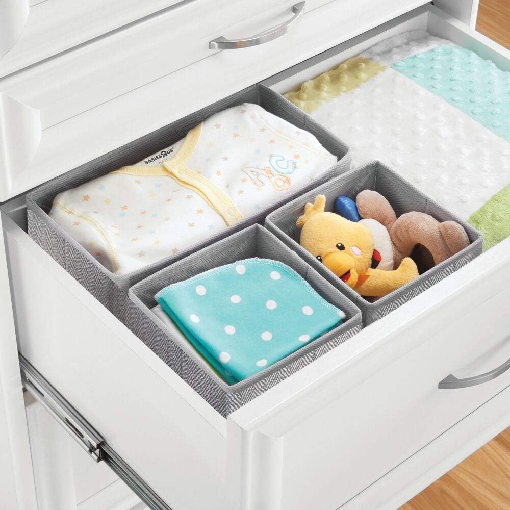 mDesign Set of 3 Children’s Room Storage Boxes — Fabric Storage Boxes