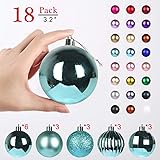 Teal 3.2" Large Christmas Balls - Christmas Tree Decoration Ornaments Shatterproof Hanging Balls for Birthday Halloween Holiday Wedding Decorations Set of 18pcs