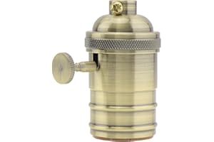 RTNLIT Antique Brass Lamp Socket, Vintage Edison E26/E27 Bulb Light Socket with On/Off Knob Switch(Bronze)