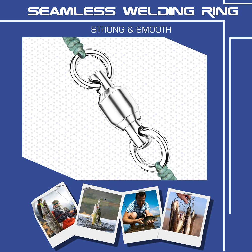 AMYSPORTS Ball Bearing Fishing Swivels Stainless High Strength Bearing Swivels Fishing Barrel Ball Fishing Swivel Freshwater Saltwater Connector Accessories 24pcs 31lbs - view 4