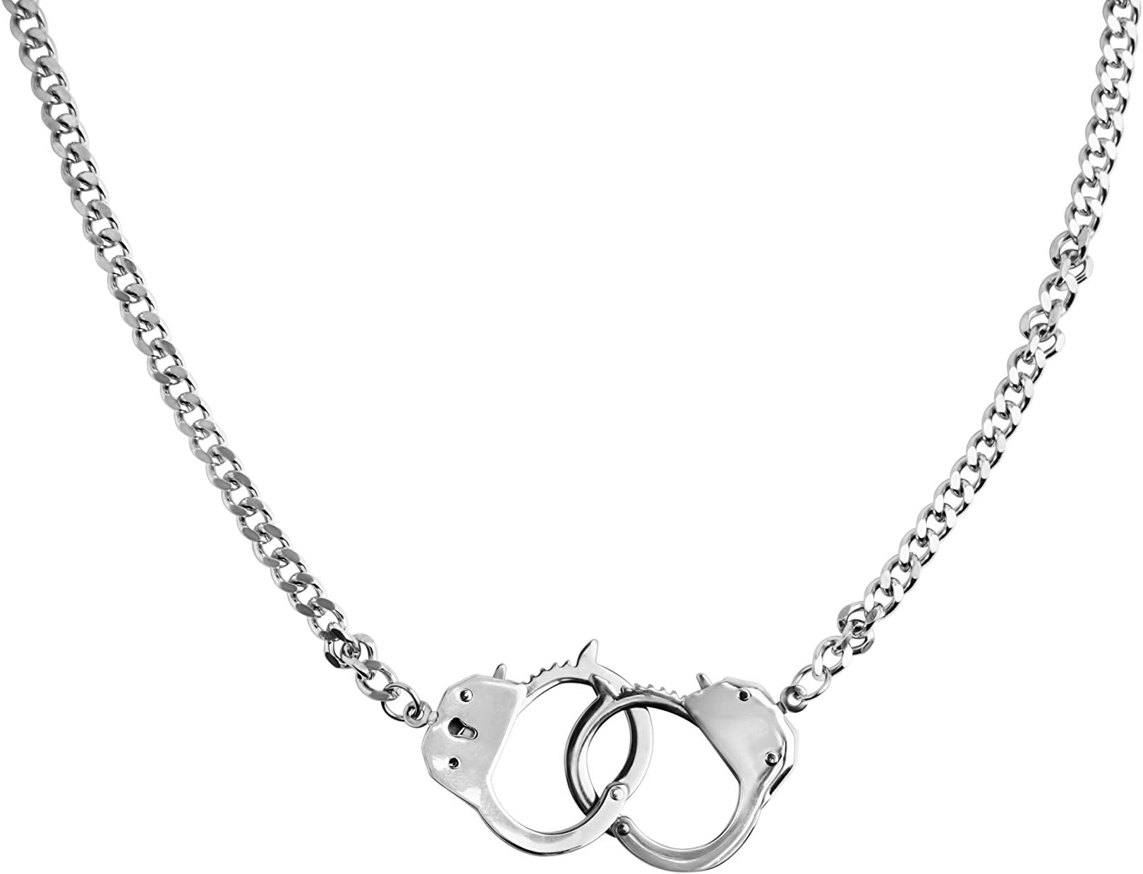 Discount Gift Depot Silver 316L Jewelry Stainless Steel Handcuff Necklace