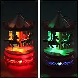 Classic Carousel Music Box LED Color Changing 4 Horse view 3