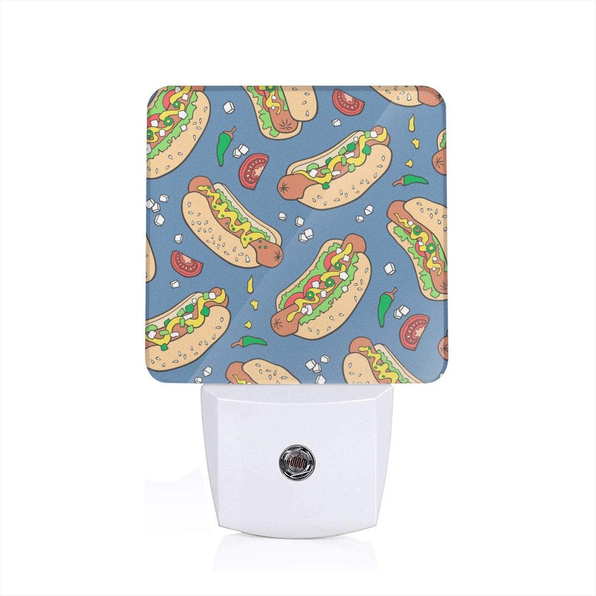 Amazon.com: Hot Dogs Fast Food On Navy Blue Plug-in LED Night Light