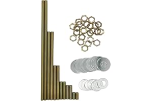 EMNOOTI Lamp Rod,All Thread Lamp Pipe,Lamp Repair Assortment of Hardware,Yellow Zinc Coated, Includes 12" Lamp Pipe Nipples, 24 Washers, 24 Lock Nuts