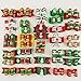 Hixixi 24pcs/12pairs Pet Dog Cat Christmas Designs 3D Hair Bows for Xmas Holidays Puppy Grooming Hair Accessories with Rubber Bands