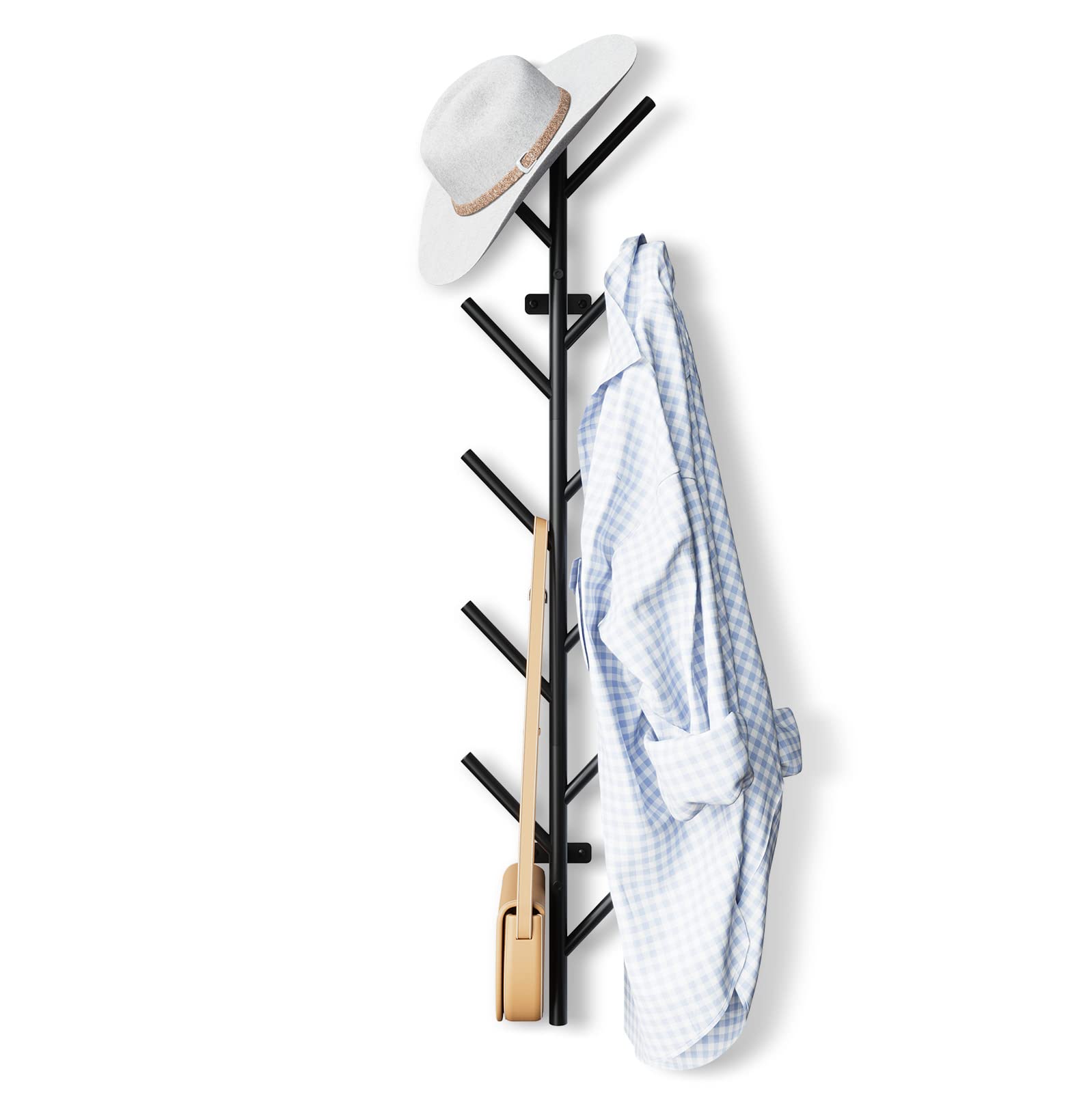 LOFTPLUS Coat Hooks Wall Mounted - 100 cm Metal Coat Rack with 11 Hooks, Wall Coat Hook for Hanging Jackets, Coats, Hats, Scarves and Handbags (Black)