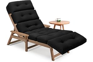 Outdoor Chaise Lounge Cushion Waterproof Lounge Chair Cushion, Patio Pool Lounges Chair Cushions for Outdoor Furniture with N